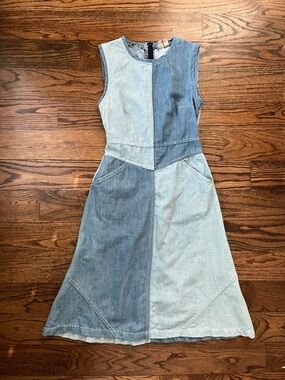 Anthropologie Holding Horses Sleeveless  Denim Dress - Light and Medium Blue